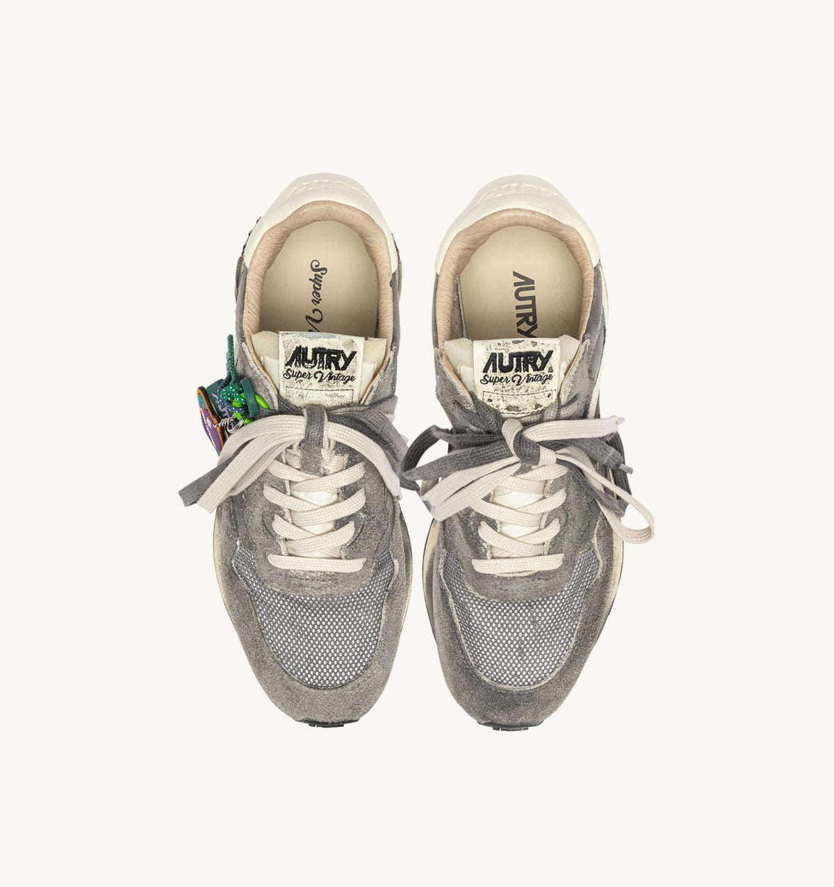 AUTRY Woman REELWIND SUPER VINTAGE SNEAKERS IN WHITE AND BLACK SUEDE AND NYLON