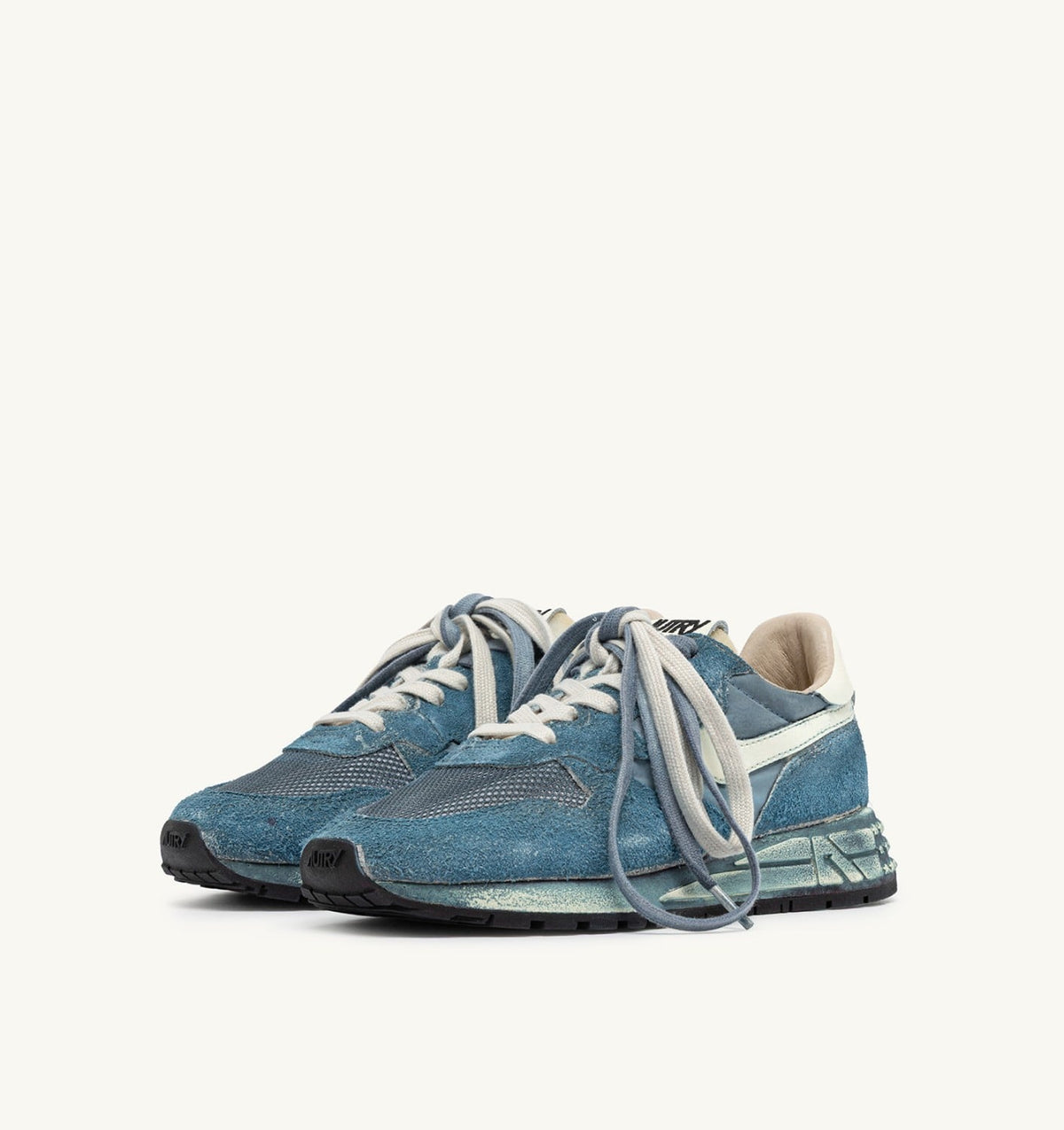 AUTRY Woman REELWIND SUPER VINTAGE SNEAKERS IN MALLARD BLUE AND WHITE SUEDE AND NYLON
