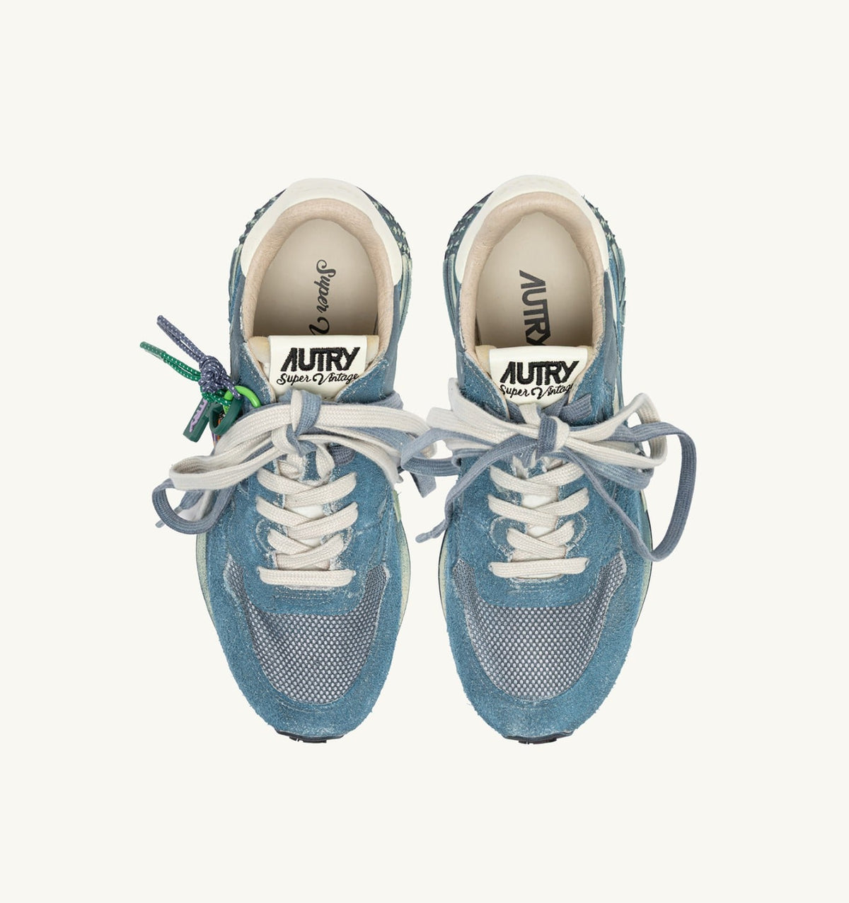 AUTRY Woman REELWIND SUPER VINTAGE SNEAKERS IN MALLARD BLUE AND WHITE SUEDE AND NYLON