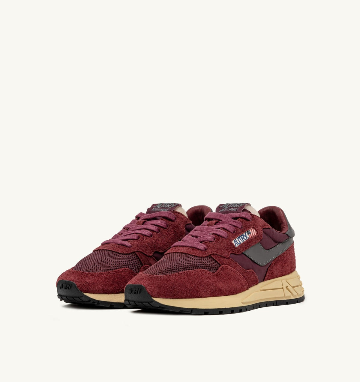 AUTRY Woman REELWIND LOW SNEAKERS IN NYLON SUEDE AND LEATHER COLOR ROUNGE AND CORDOVAN
