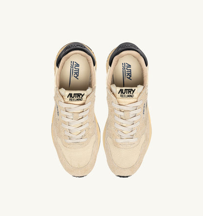 AUTRY Woman REELWIND LOW SNEAKERS IN ECRU AND BLACK NYLON AND SUEDE