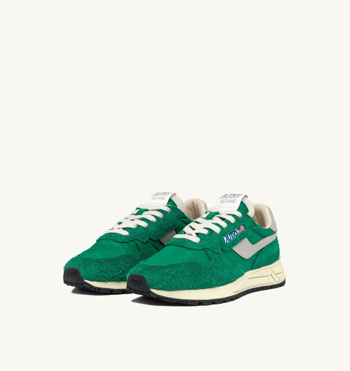AUTRY Woman REELWIND LOW SNEAKERS IN GREEN NYLON AND SUEDE