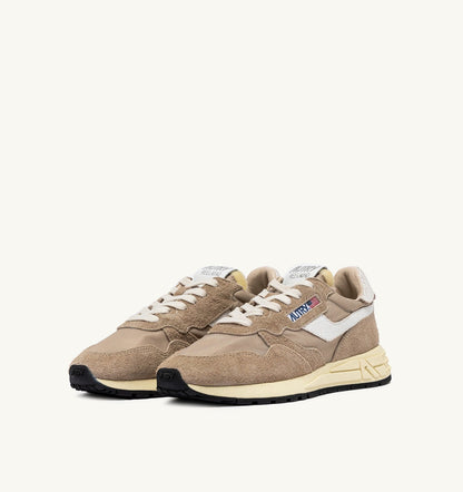 AUTRY Woman REELWIND LOW SNEAKERS IN PEPPER AND WHITE NYLON AND SUEDE