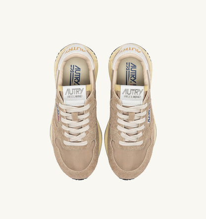 AUTRY Woman REELWIND LOW SNEAKERS IN PEPPER AND WHITE NYLON AND SUEDE