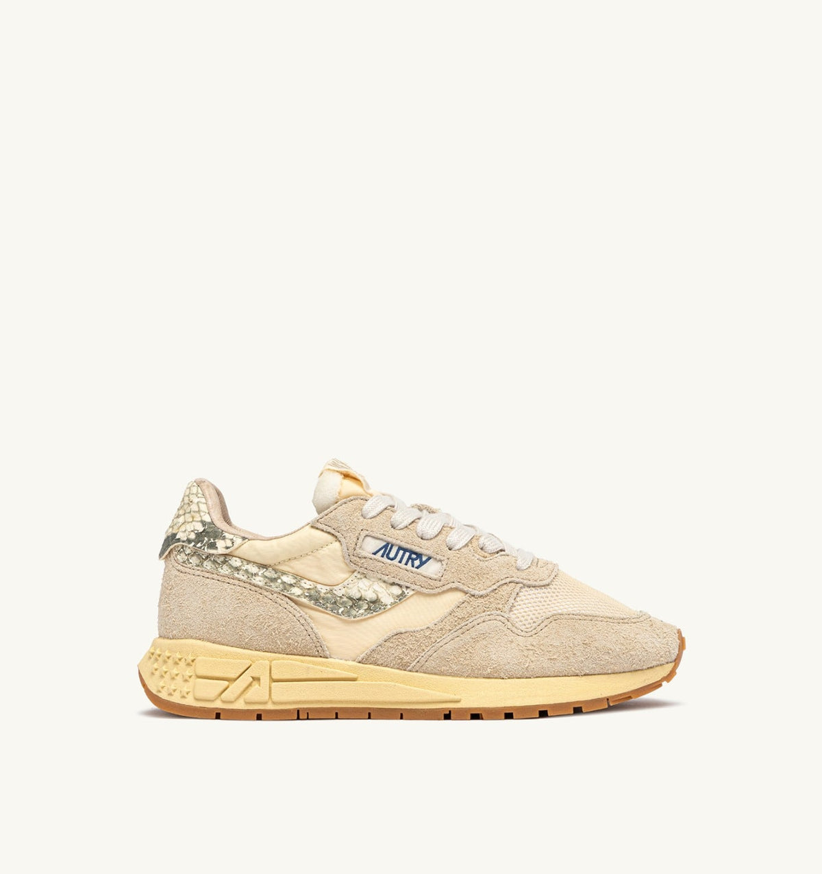 AUTRY Woman REELWIND LOW SNEAKERS IN NYLON AND SUEDE COLOR ECRU AND ROCK