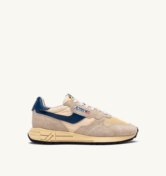AUTRY Woman REELWIND LOW SNEAKERS IN NYLON SUEDE AND LEATHER COLOR ECRU AND ENSIGN BLUE