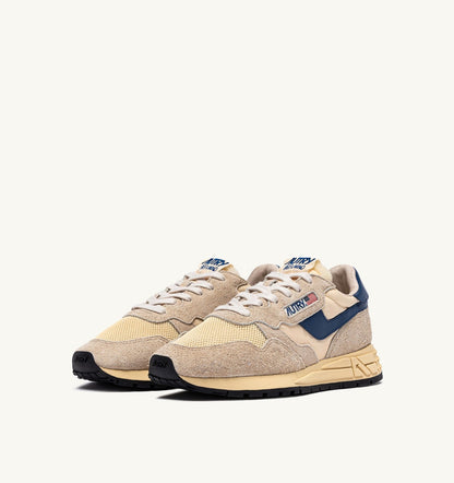 AUTRY Woman REELWIND LOW SNEAKERS IN NYLON SUEDE AND LEATHER COLOR ECRU AND ENSIGN BLUE