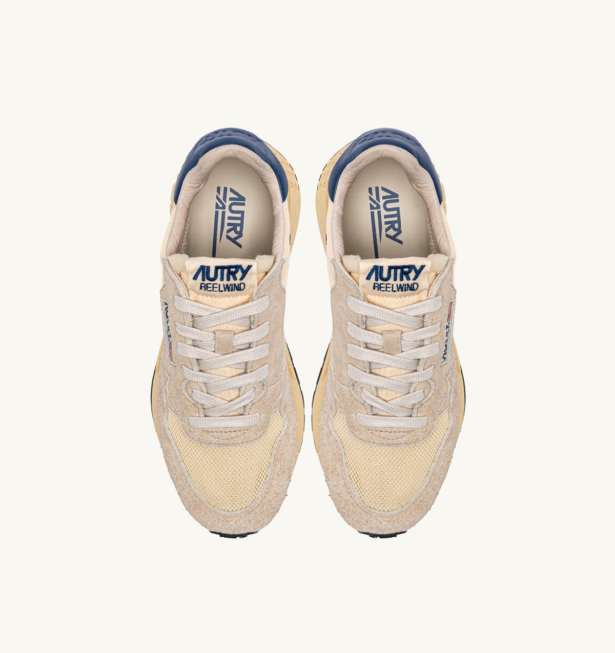 AUTRY Woman REELWIND LOW SNEAKERS IN NYLON SUEDE AND LEATHER COLOR ECRU AND ENSIGN BLUE