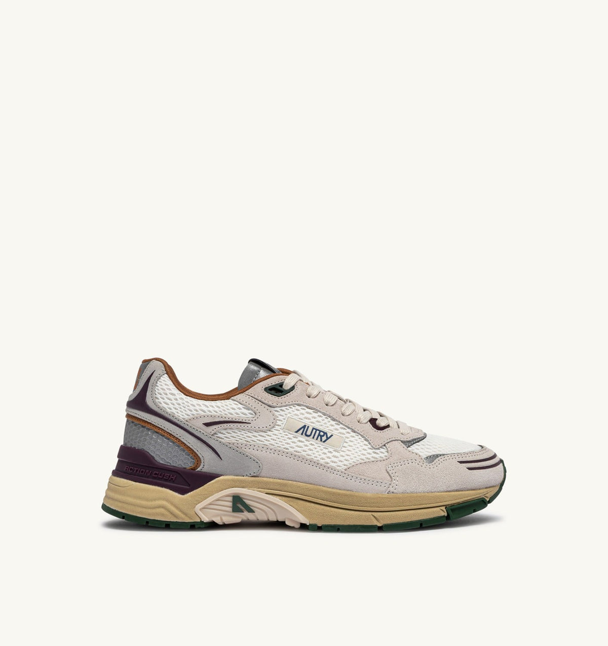 AUTRY Woman HYPERWAY SNEAKERS IN FIG AND WHITE MESH AND SUEDE