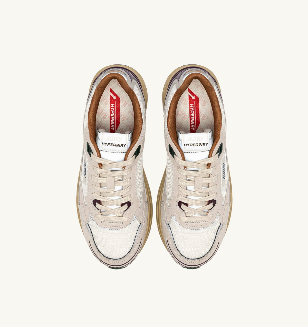 AUTRY Woman HYPERWAY SNEAKERS IN FIG AND WHITE MESH AND SUEDE