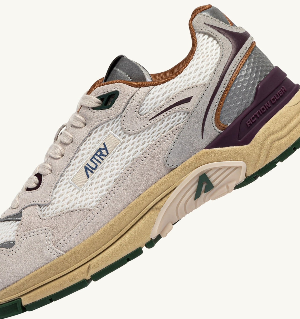 AUTRY Woman HYPERWAY SNEAKERS IN FIG AND WHITE MESH AND SUEDE