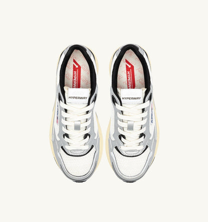 AUTRY Woman HYPERWAY SNEAKERS IN WHITE SILVER AND BLACK SYNTHETIC LEATHER AND MESH