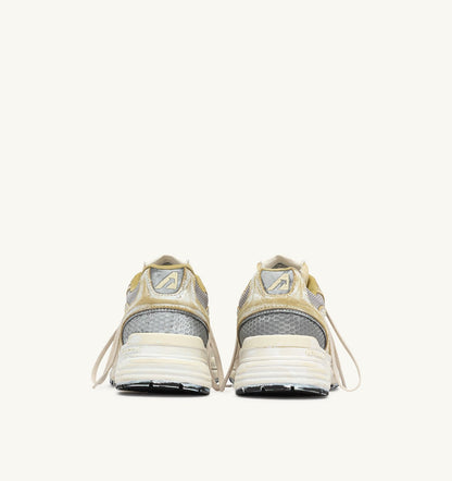 AUTRY Woman HYPERWAY SUPER VINTAGE SNEAKERS IN YELLOW AND SILVER SUEDE