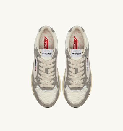 AUTRY Woman HYPERWAY SNEAKERS IN WHITE AND LEAD GRAY MESH AND SUEDE