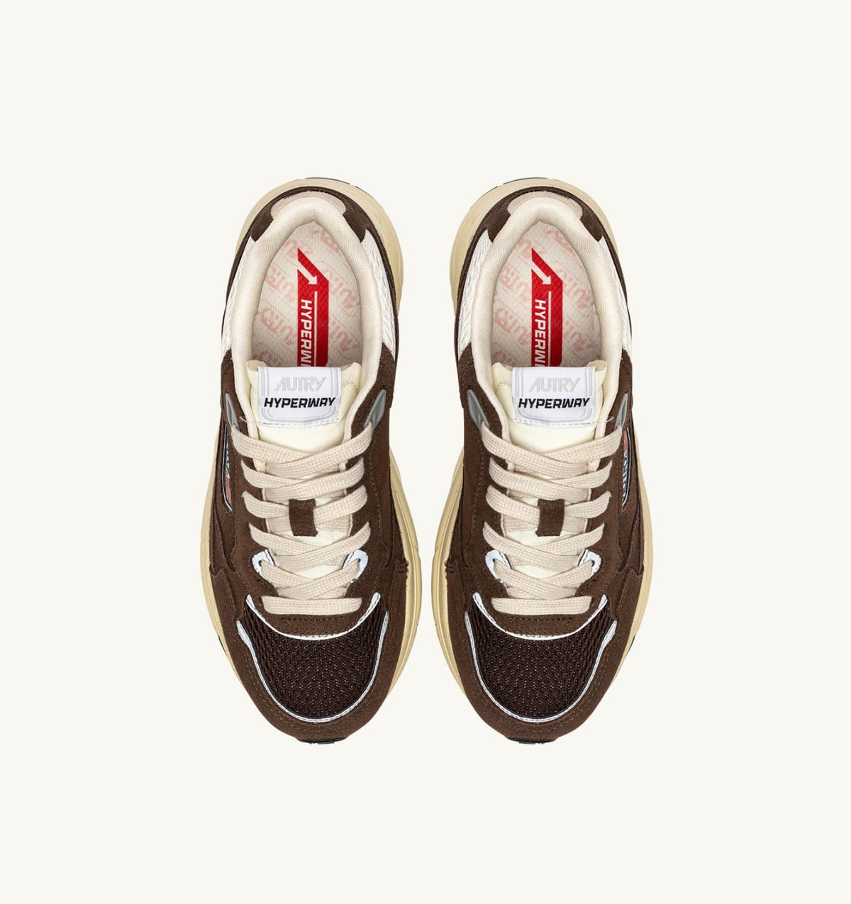 AUTRY Woman HYPERWAY SNEAKERS IN MARSHMALLOW AND TERRACOTTA SUEDE AND MESH