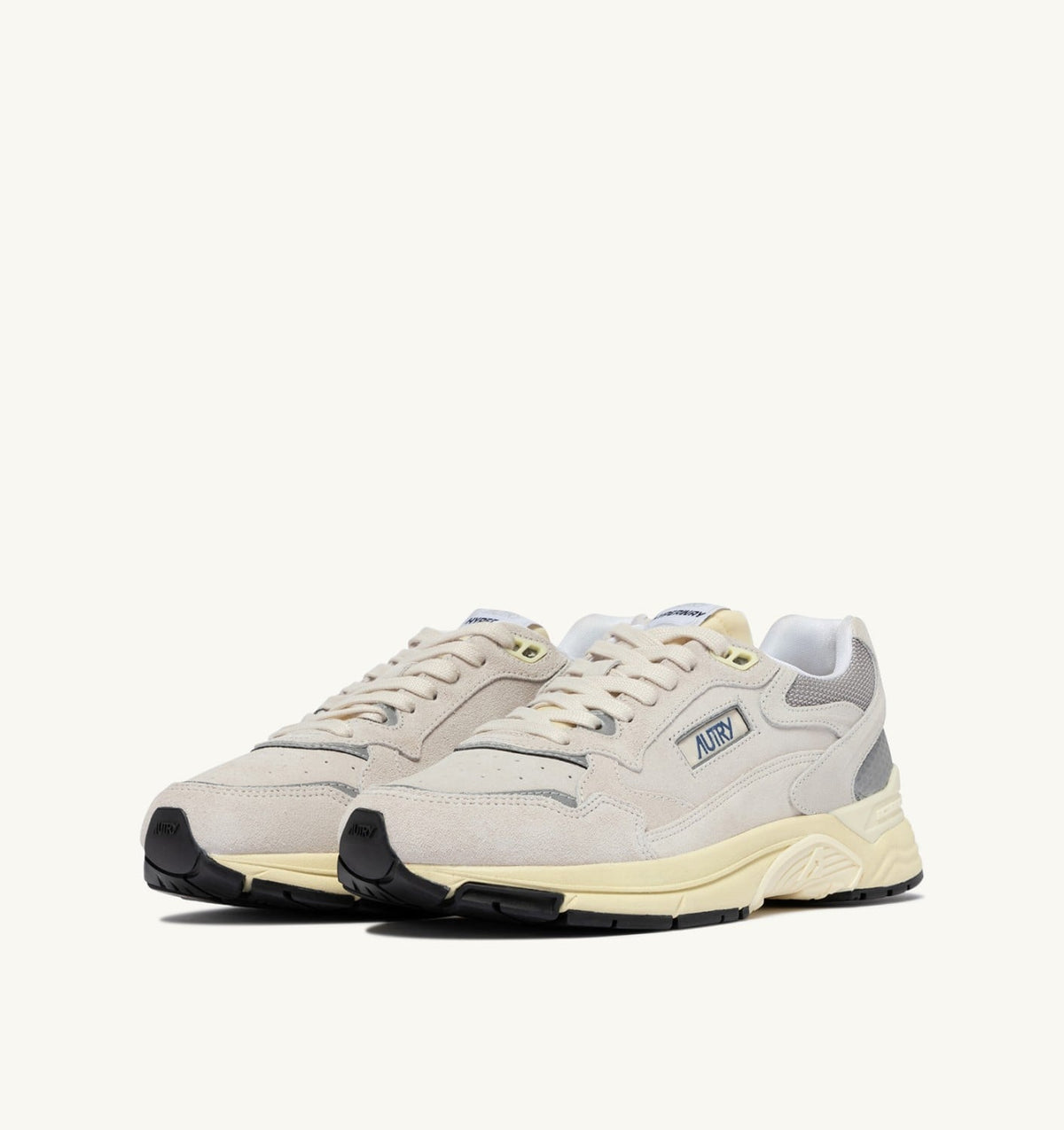 AUTRY Woman HYPERWAY SNEAKERS IN WHITE AND SILVER MESH AND SUEDE
