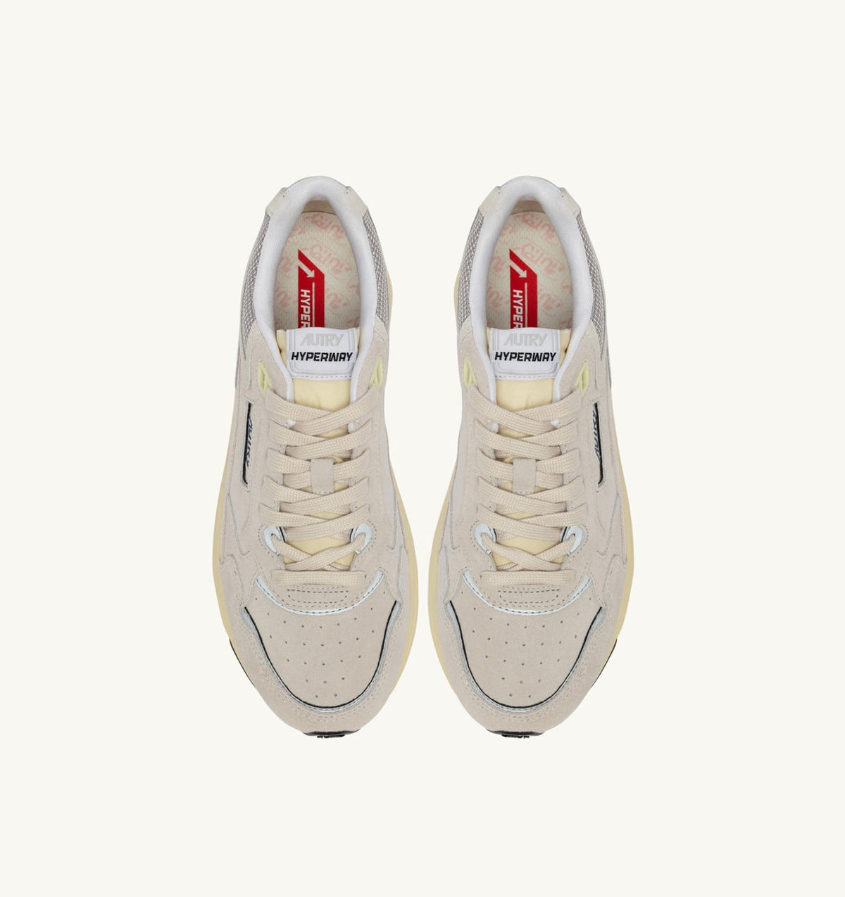 AUTRY Woman HYPERWAY SNEAKERS IN WHITE AND SILVER MESH AND SUEDE