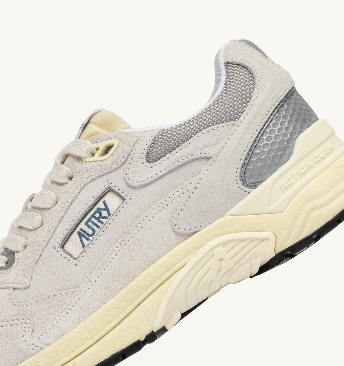 AUTRY Woman HYPERWAY SNEAKERS IN WHITE AND SILVER MESH AND SUEDE