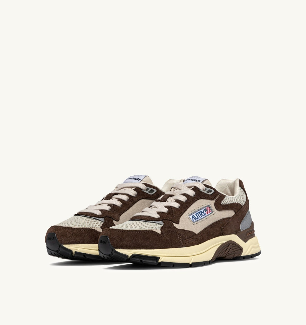 AUTRY Woman HYPERWAY SNEAKERS IN SAND AND BRICK RED MESH AND SUEDE