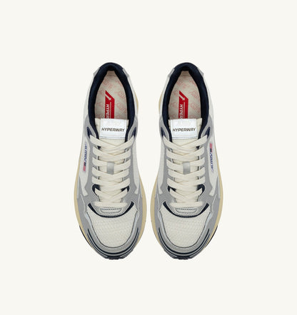 AUTRY Woman HYPERWAY SNEAKERS IN WHITE SILVER AND SPACE SYNTHETIC LEATHER AND MESH