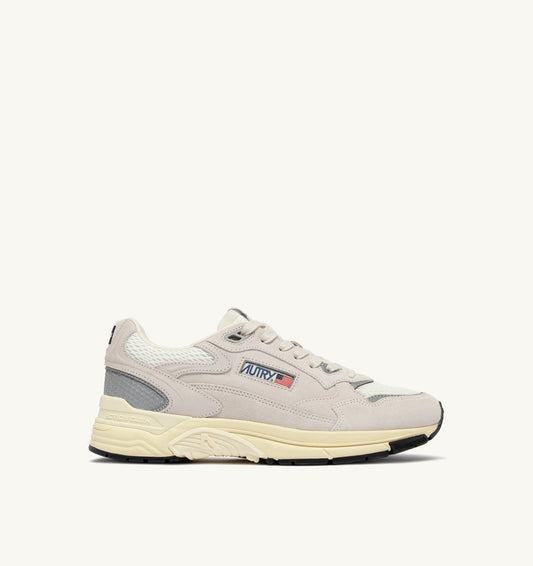 AUTRY Woman HYPERWAY SNEAKERS IN WHITE AND SILVER MESH AND SUEDE
