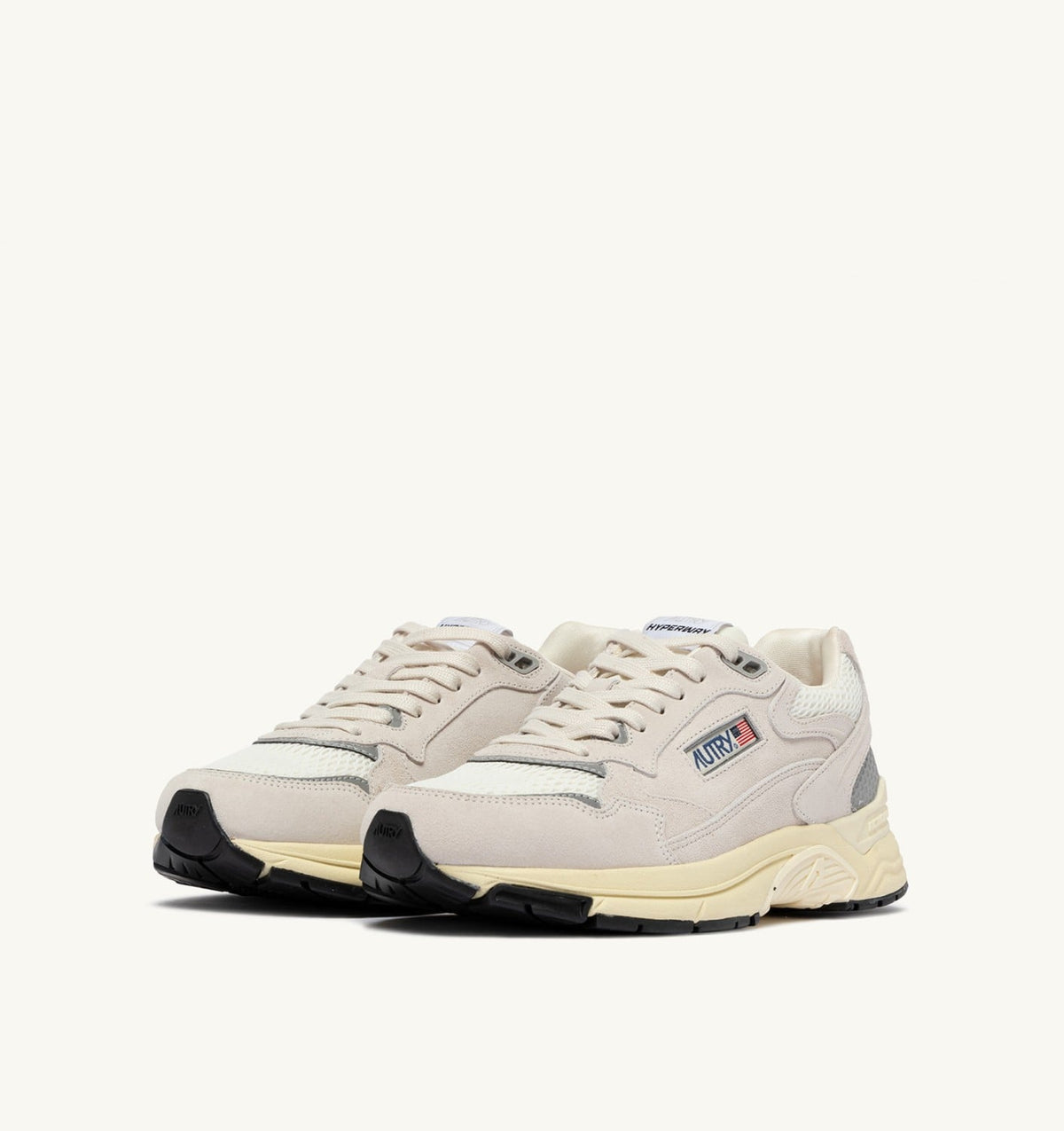 AUTRY Woman HYPERWAY SNEAKERS IN WHITE AND SILVER MESH AND SUEDE