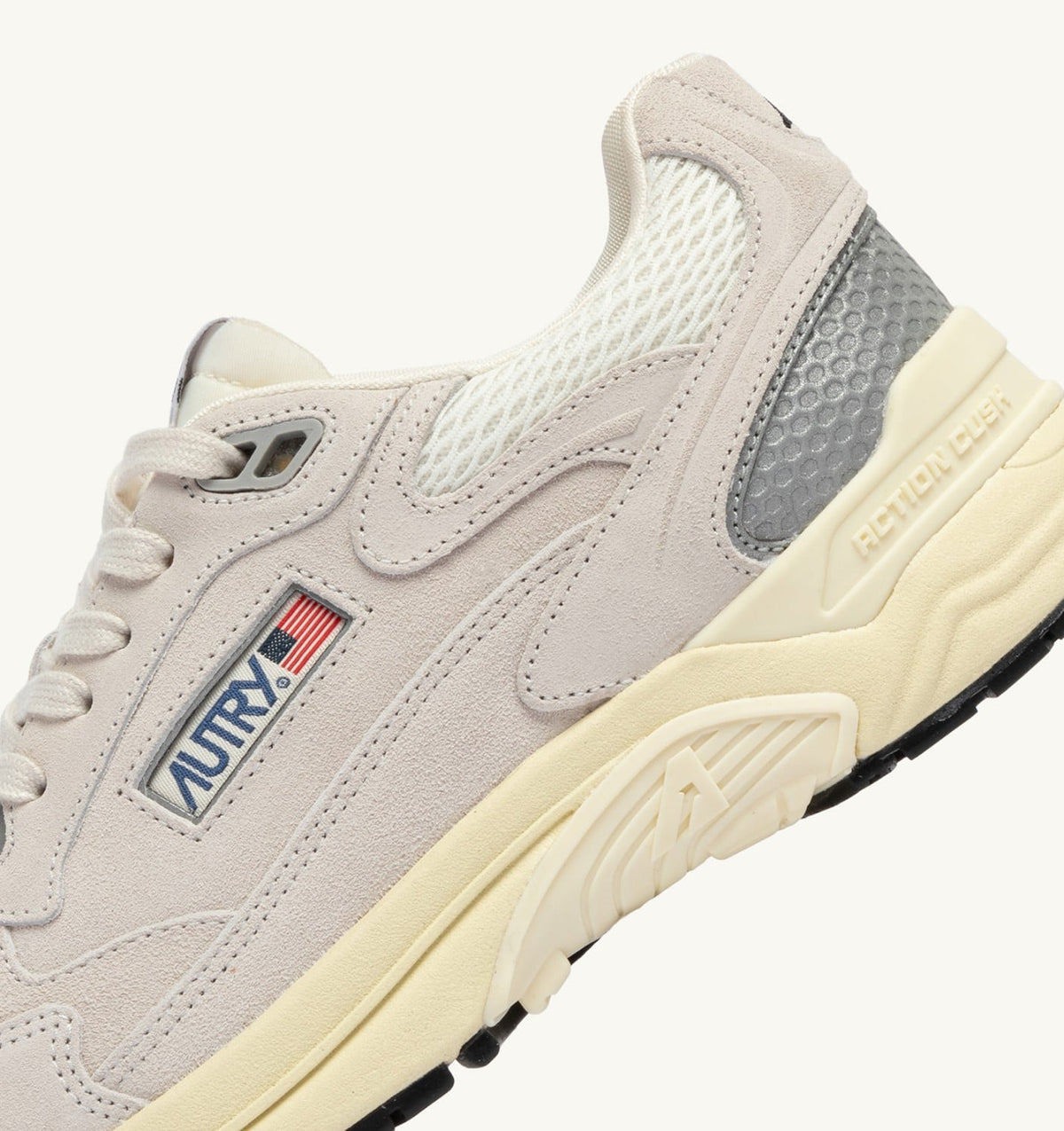 AUTRY Woman HYPERWAY SNEAKERS IN WHITE AND SILVER MESH AND SUEDE