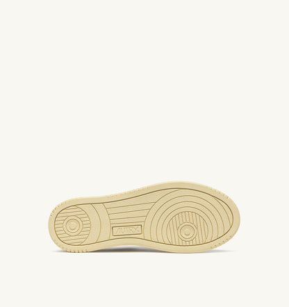 AUTRY Man MEDALIST LOW SNEAKERS IN WHITE LEATHER AND DARK SEA SUEDE
