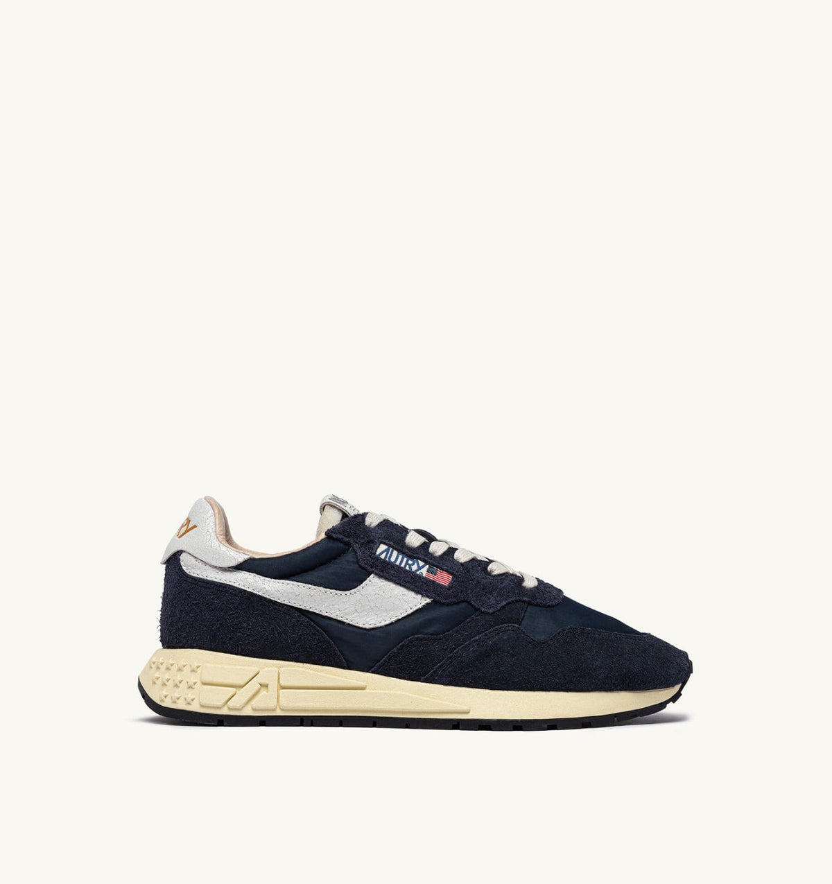 AUTRY Man REELWIND LOW SNEAKERS IN BLUE SPACE AND WHITE NYLON AND SUEDE