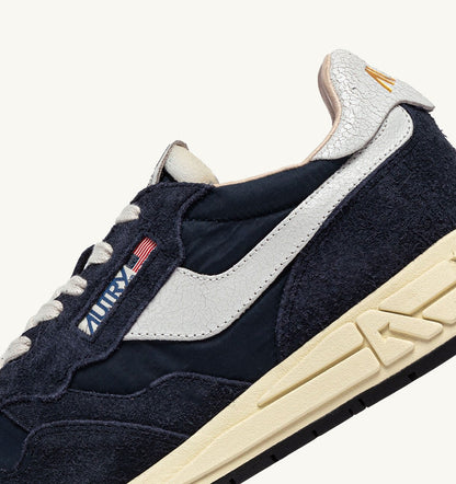 AUTRY Man REELWIND LOW SNEAKERS IN BLUE SPACE AND WHITE NYLON AND SUEDE