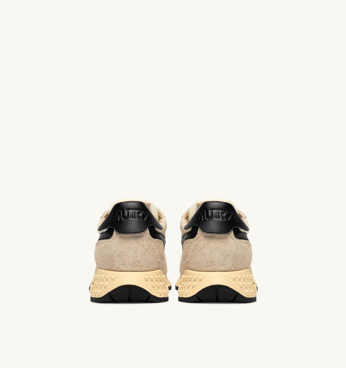 AUTRY Man REELWIND LOW SNEAKERS IN ECRU AND BLACK NYLON AND SUEDE