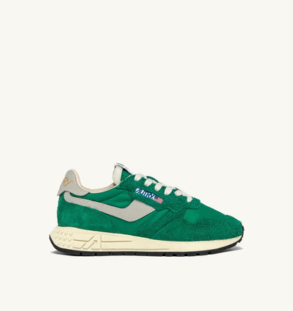AUTRY Man REELWIND LOW SNEAKERS IN GREEN NYLON AND SUEDE
