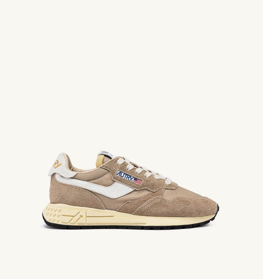 AUTRY Man REELWIND LOW SNEAKERS IN PEPPER AND WHITE NYLON AND SUEDE