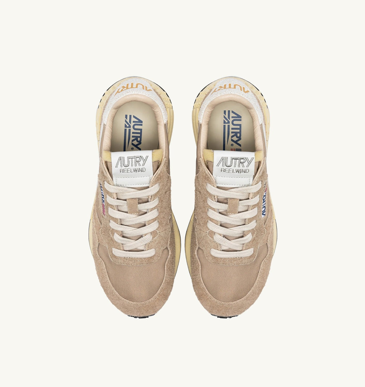 AUTRY Man REELWIND LOW SNEAKERS IN PEPPER AND WHITE NYLON AND SUEDE
