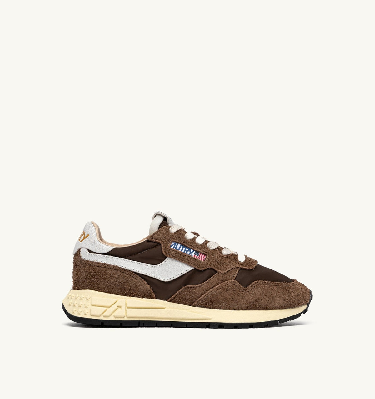 AUTRY Man REELWIND LOW SNEAKERS IN WHITE AND TUNDRA NYLON AND SUEDE