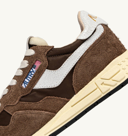 AUTRY Man REELWIND LOW SNEAKERS IN WHITE AND TUNDRA NYLON AND SUEDE