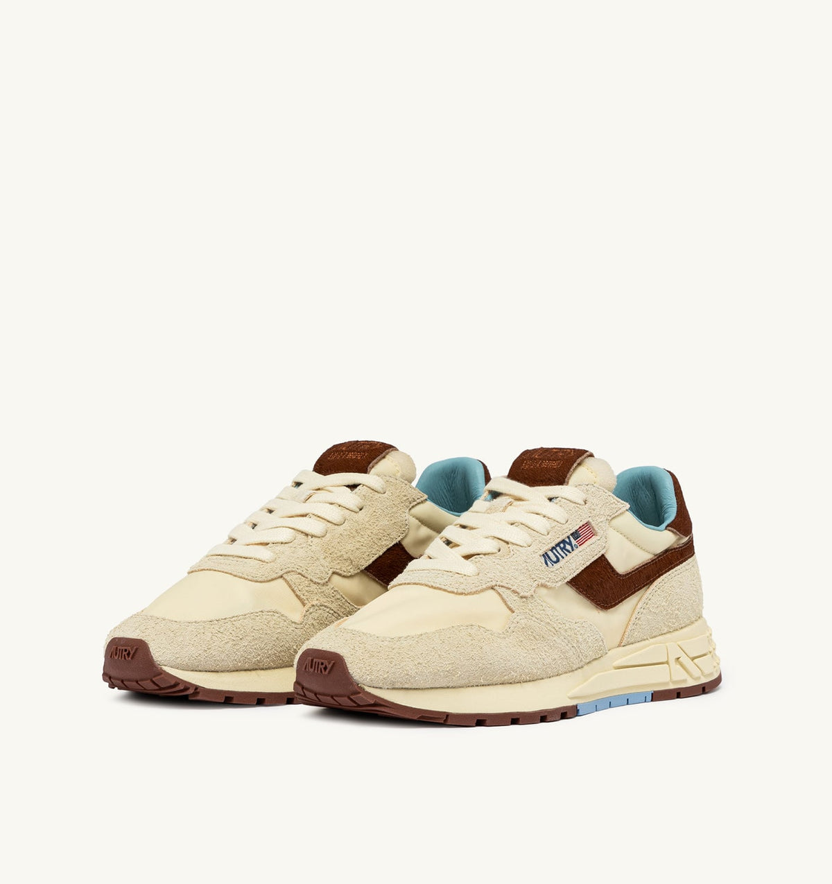 AUTRY Man REELWIND LOW SNEAKERS IN NYLON AND SUEDE COLOR BROWN AND NUT