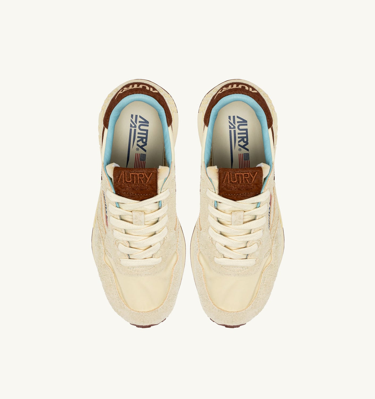AUTRY Man REELWIND LOW SNEAKERS IN NYLON AND SUEDE COLOR BROWN AND NUT