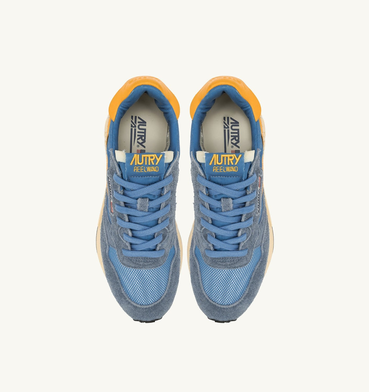 AUTRY Man REELWIND LOW SNEAKERS IN CENBLE AND GOLD FUSION NYLON AND SUEDE
