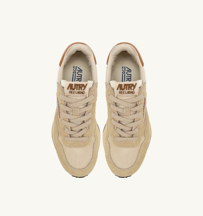 AUTRY Man REELWIND LOW SNEAKERS IN ECRU AND CATHAY SPICE SUEDE AND NYLON