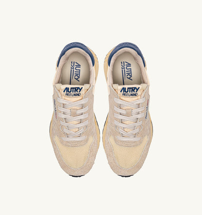 AUTRY Man REELWIND LOW SNEAKERS IN NYLON SUEDE AND LEATHER COLOR ECRU AND ENSIGN BLUE