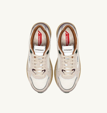 AUTRY Man HYPERWAY SNEAKERS IN WHITE AND FIG SUEDE AND MESH