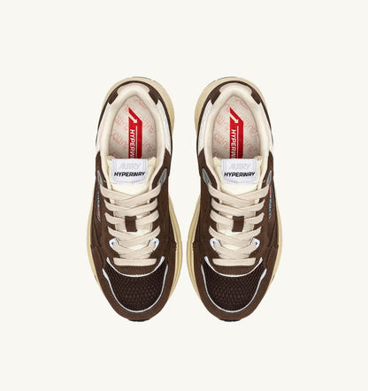 AUTRY Man HYPERWAY SNEAKERS IN MARSHMALLOW AND TERRACOTTA SUEDE AND MESH