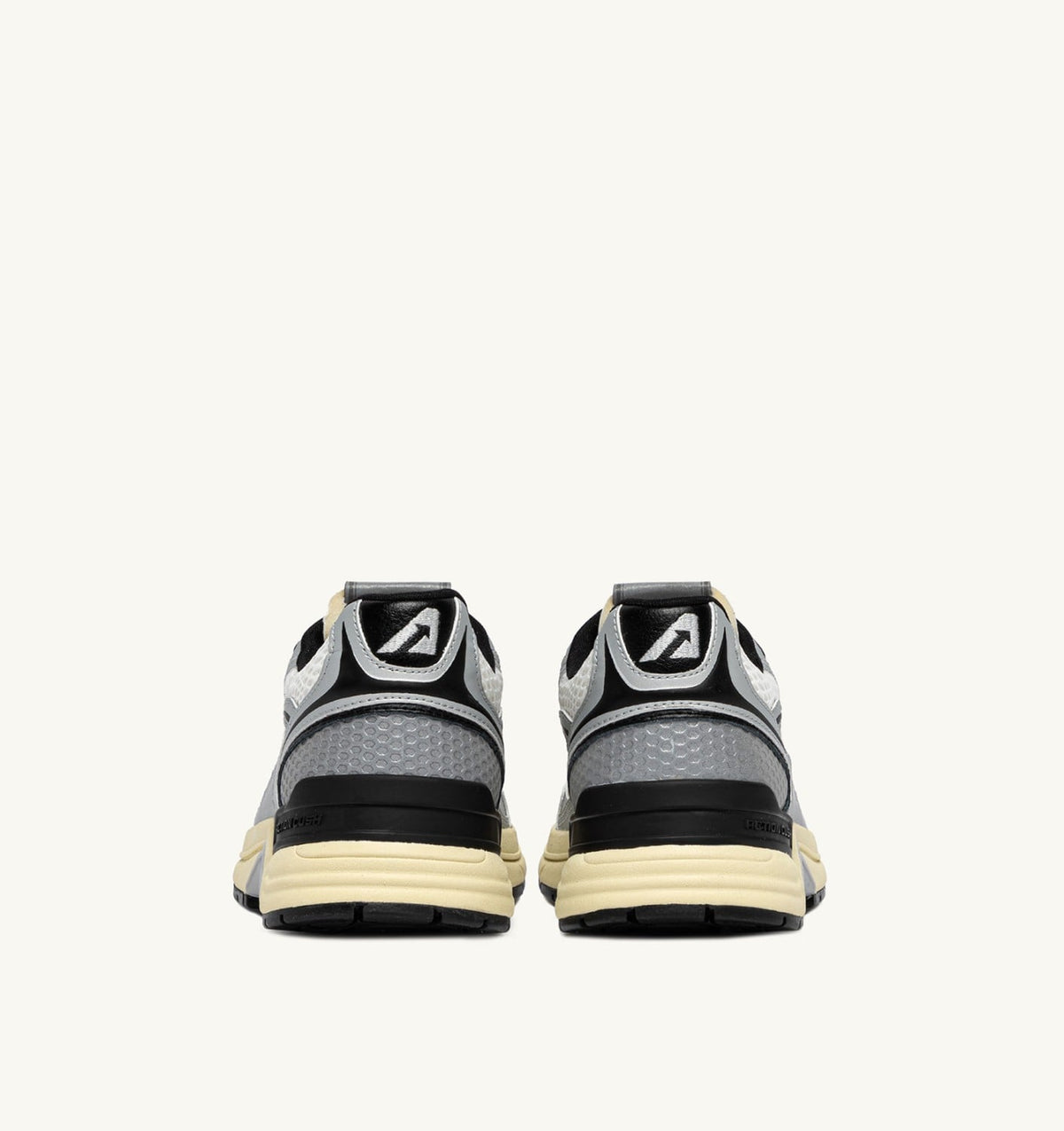 AUTRY Man HYPERWAY SNEAKERS IN WHITE SILVER AND BLACK SYNTHETIC LEATHER AND MESH