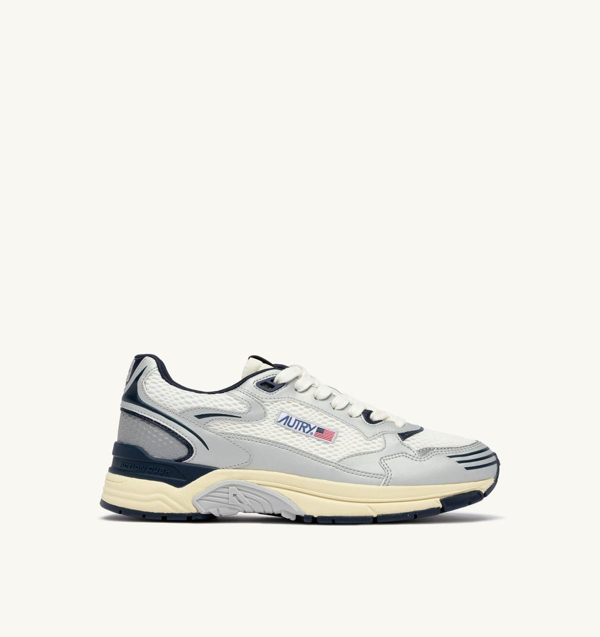 AUTRY Man HYPERWAY SNEAKERS IN WHITE SILVER AND SPACE SYNTHETIC LEATHER AND MESH