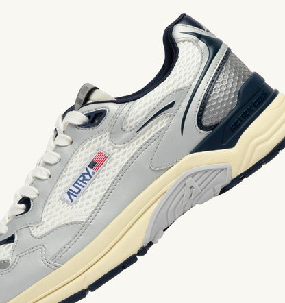 AUTRY Man HYPERWAY SNEAKERS IN WHITE SILVER AND SPACE SYNTHETIC LEATHER AND MESH