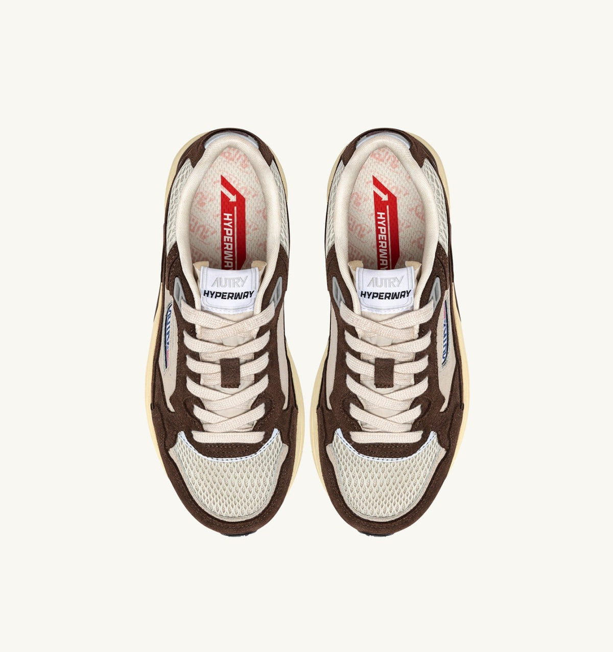 AUTRY Man HYPERWAY SNEAKERS IN SAND AND BRICK RED MESH AND SUEDE
