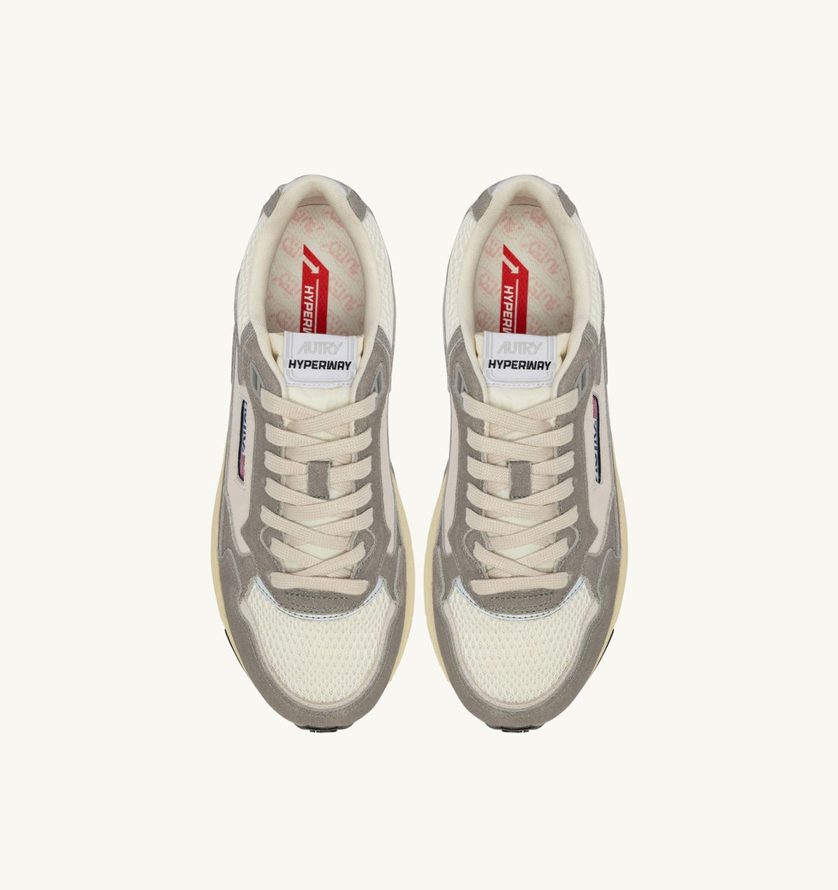 AUTRY Man HYPERWAY SNEAKERS IN WHITE AND LEAD GRAY MESH AND SUEDE