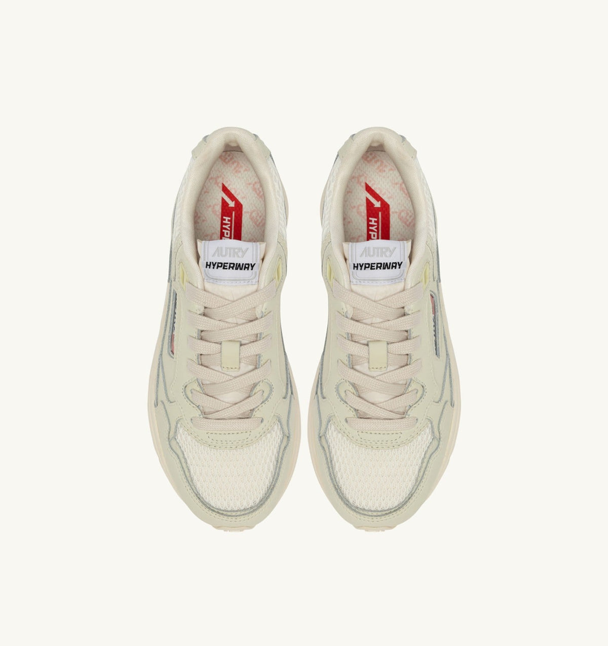 AUTRY Man HYPERWAY SNEAKERS IN WHISPER WHITE MESH AND NAPA LEATHER