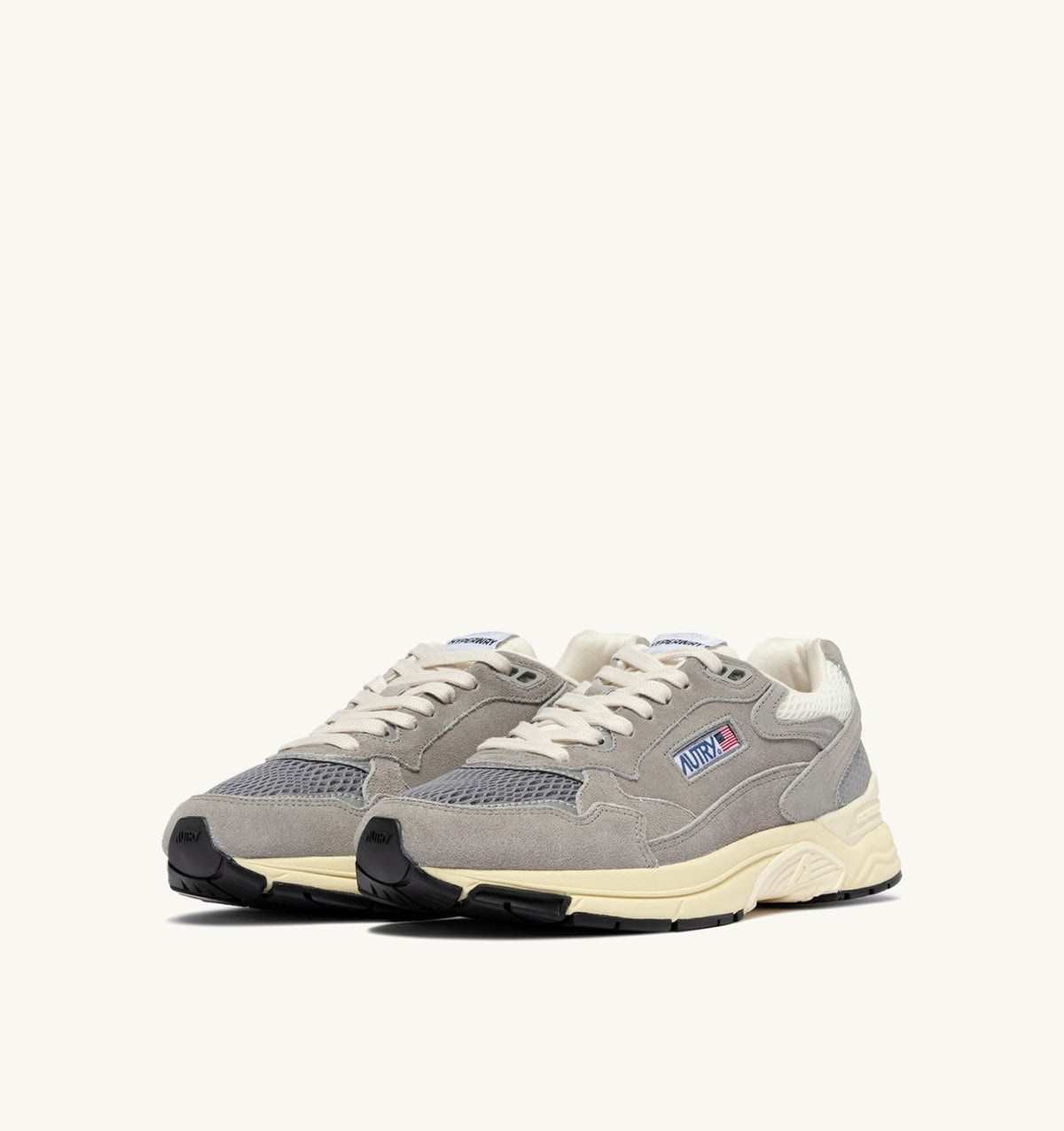 AUTRY Man HYPERWAY SNEAKERS IN MARSHMALLOW AND LEAD SUEDE AND MESH